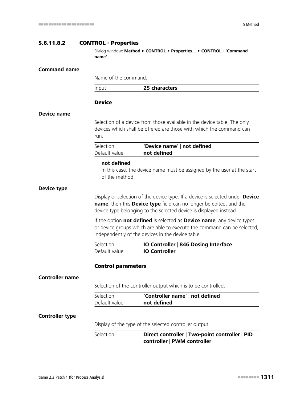 2 control - properties | Metrohm tiamo 2.3 Patch 1 (process analysis) User Manual | Page 1327 / 1795