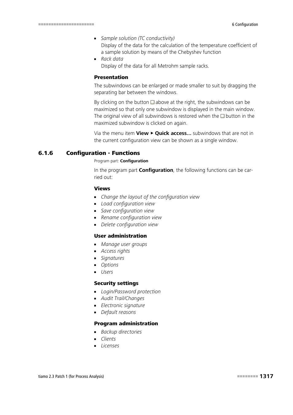 6 configuration - functions, Configuration - functions 7 | Metrohm tiamo 2.3 Patch 1 (process analysis) User Manual | Page 1333 / 1795