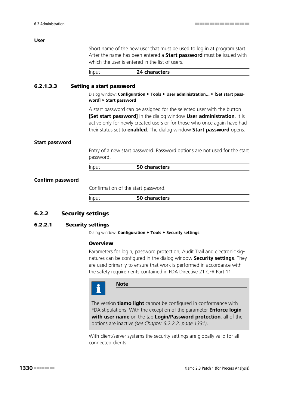 3 setting a start password, 2 security settings, 1 security settings | Security settings 0, Set start password for new user | Metrohm tiamo 2.3 Patch 1 (process analysis) User Manual | Page 1346 / 1795