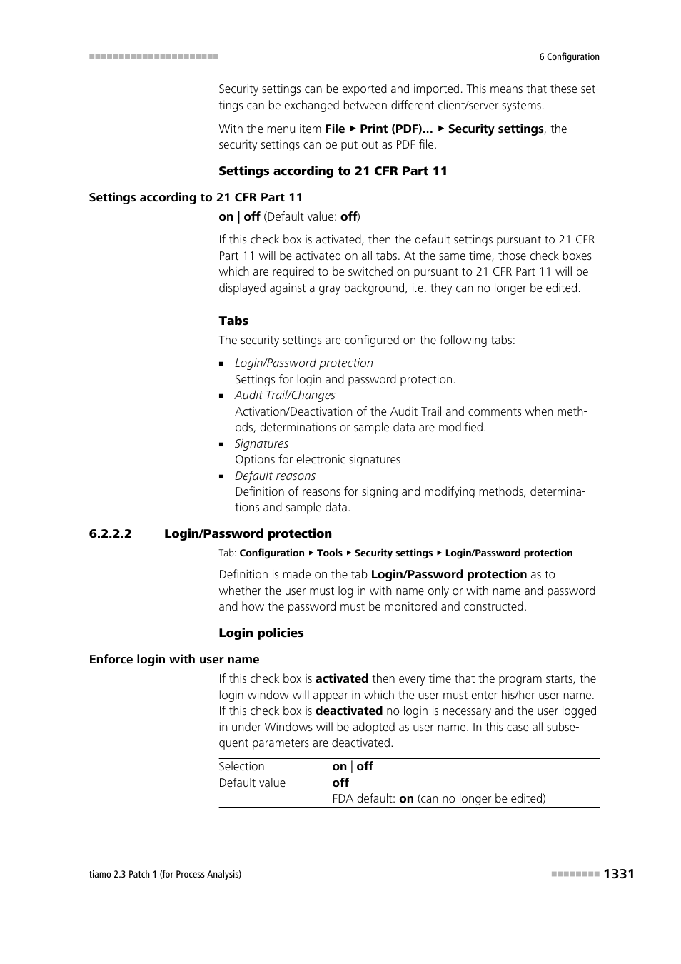 2 login/password protection, Login/password protection | Metrohm tiamo 2.3 Patch 1 (process analysis) User Manual | Page 1347 / 1795