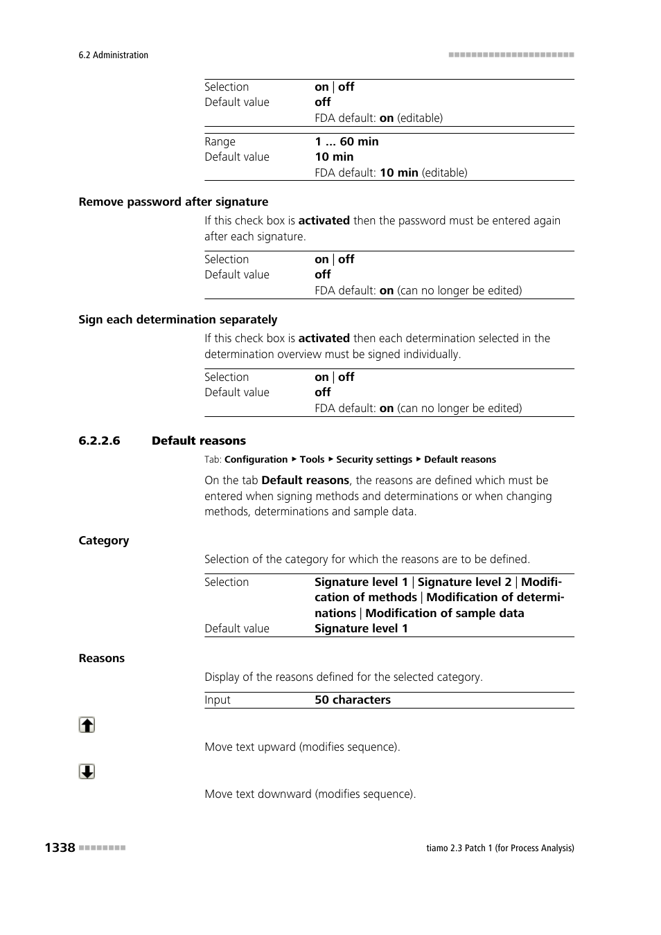 6 default reasons, Default reasons | Metrohm tiamo 2.3 Patch 1 (process analysis) User Manual | Page 1354 / 1795