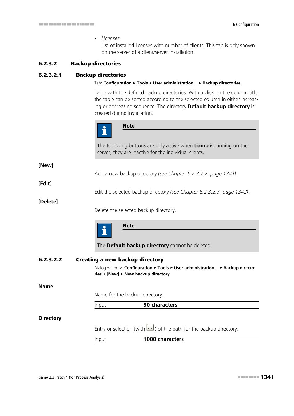 2 backup directories, 1 backup directories, 2 creating a new backup directory | Backup directories | Metrohm tiamo 2.3 Patch 1 (process analysis) User Manual | Page 1357 / 1795