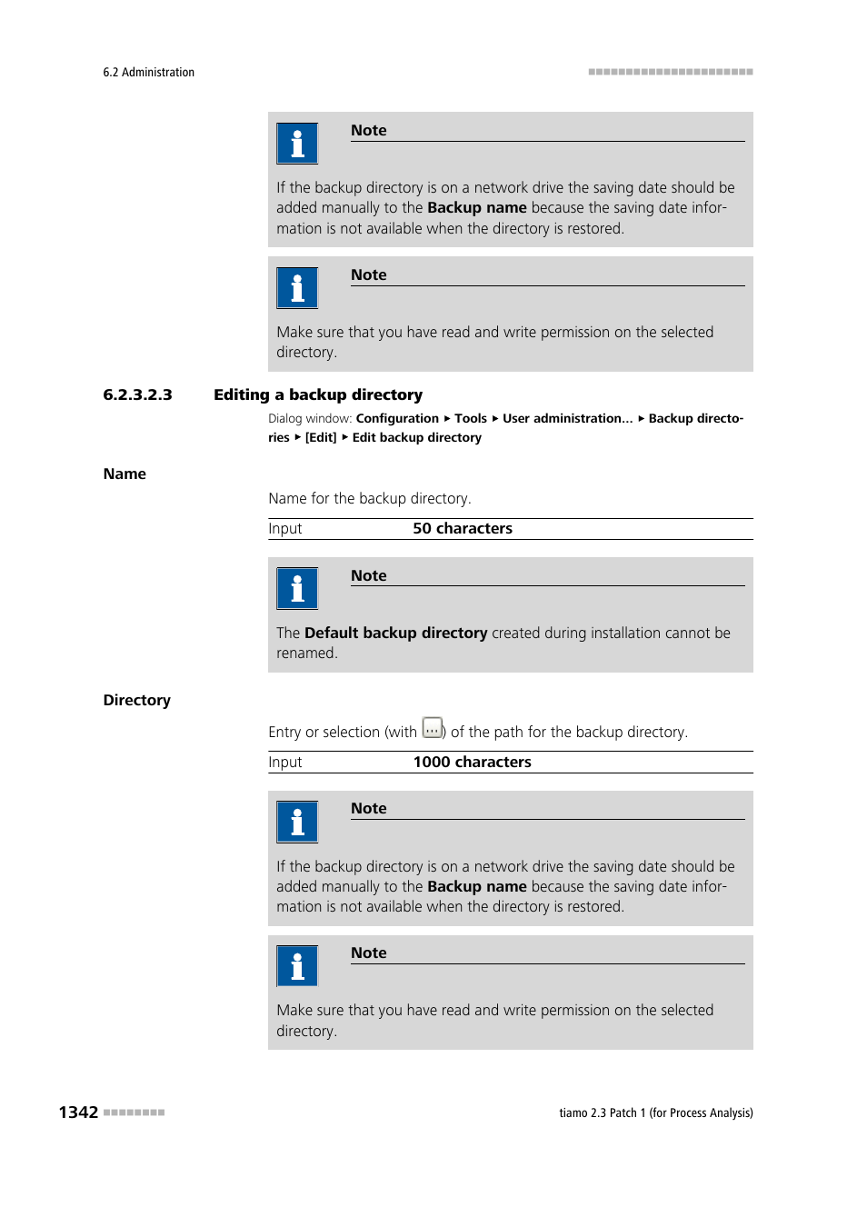 3 editing a backup directory | Metrohm tiamo 2.3 Patch 1 (process analysis) User Manual | Page 1358 / 1795