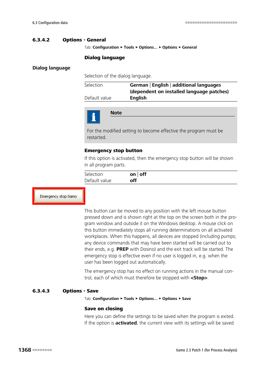 2 options - general, 3 options - save | Metrohm tiamo 2.3 Patch 1 (process analysis) User Manual | Page 1384 / 1795