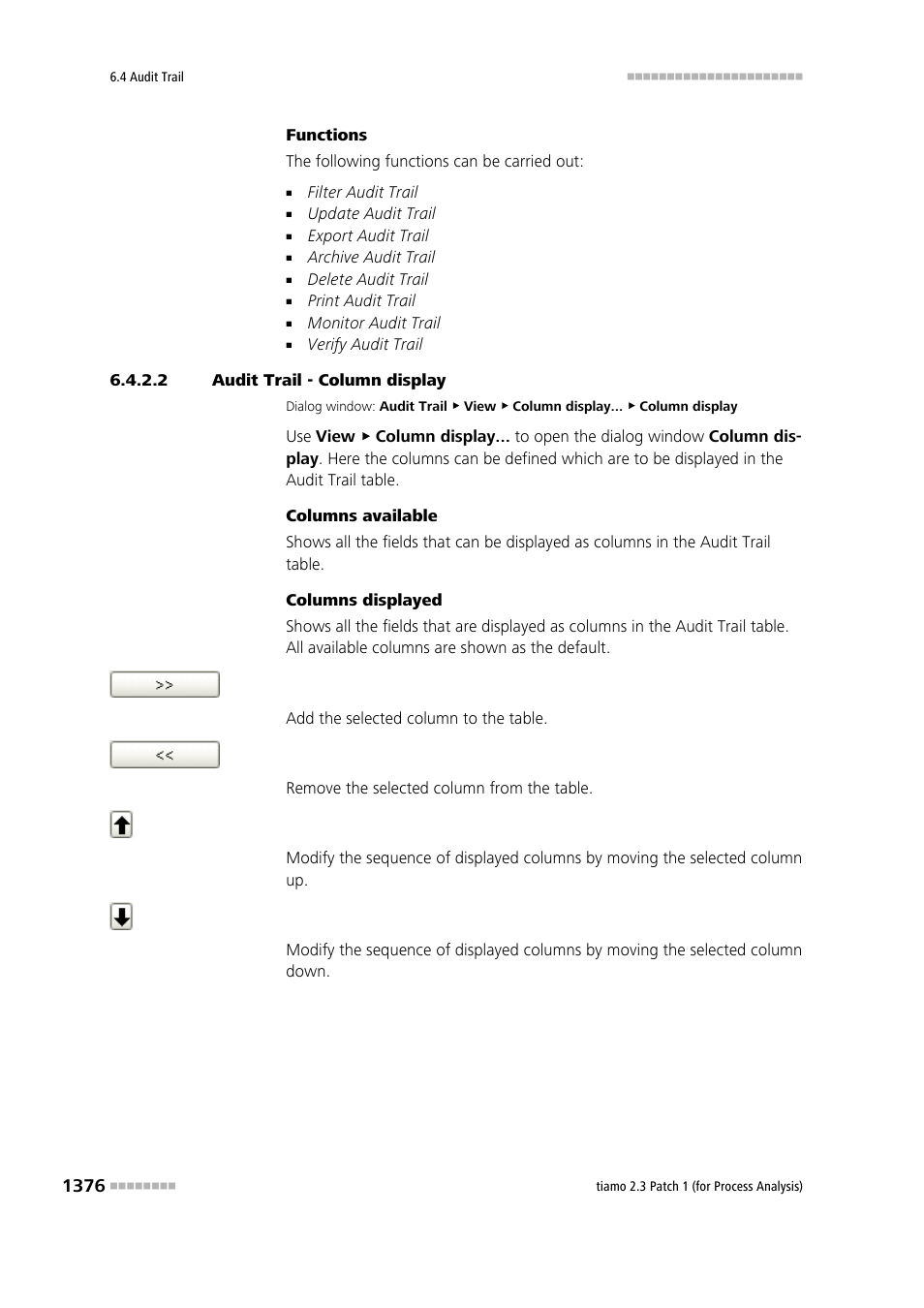 2 audit trail - column display | Metrohm tiamo 2.3 Patch 1 (process analysis) User Manual | Page 1392 / 1795