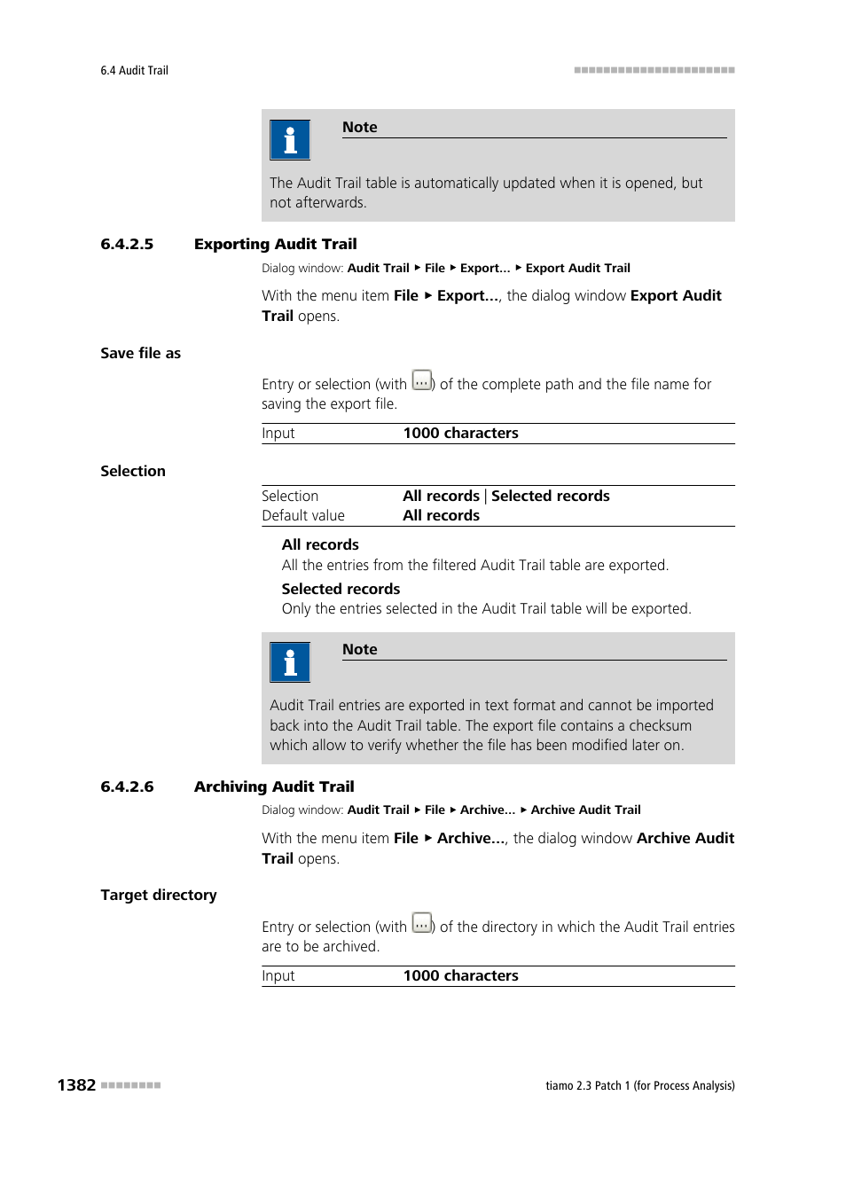 5 exporting audit trail, 6 archiving audit trail, Export audit trail | Archive audit trail | Metrohm tiamo 2.3 Patch 1 (process analysis) User Manual | Page 1398 / 1795