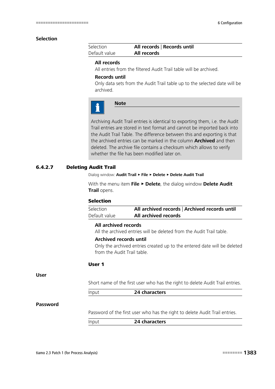 7 deleting audit trail, Delete audit trail | Metrohm tiamo 2.3 Patch 1 (process analysis) User Manual | Page 1399 / 1795