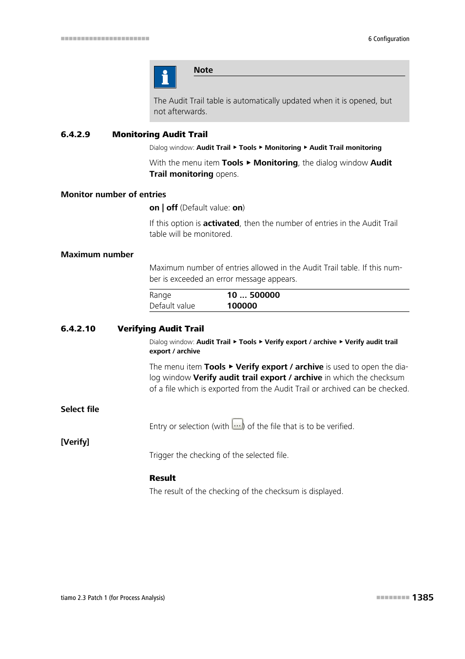 9 monitoring audit trail, 10 verifying audit trail, Monitor audit trail | Verify audit trail | Metrohm tiamo 2.3 Patch 1 (process analysis) User Manual | Page 1401 / 1795