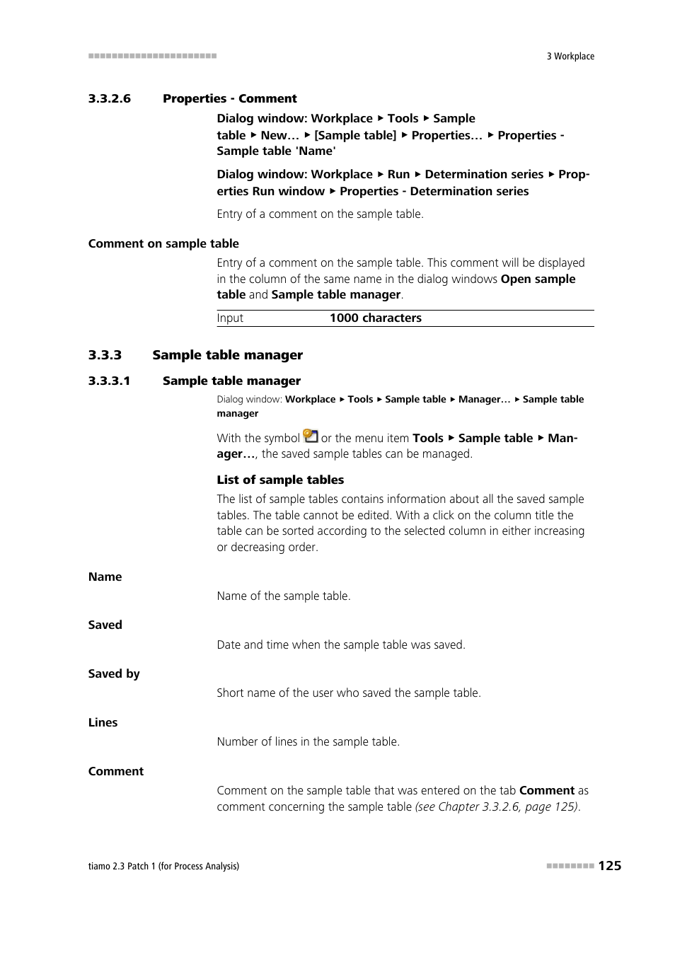 6 properties - comment, 3 sample table manager, 1 sample table manager | Sample table manager, Manage sample tables, Properties - comment | Metrohm tiamo 2.3 Patch 1 (process analysis) User Manual | Page 141 / 1795