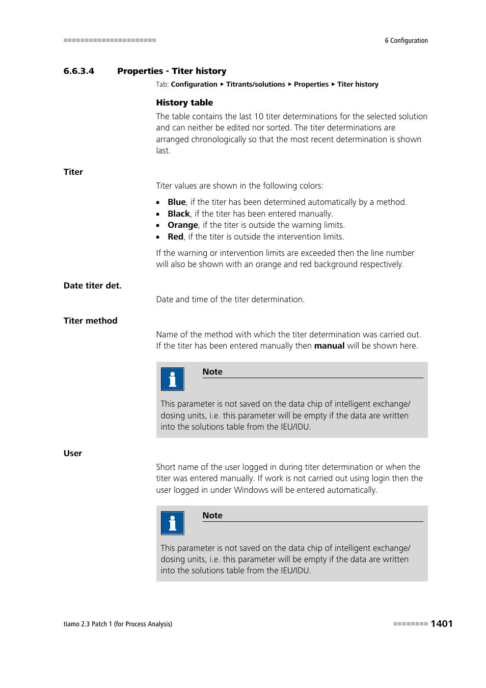 4 properties - titer history, Titer history | Metrohm tiamo 2.3 Patch 1 (process analysis) User Manual | Page 1417 / 1795