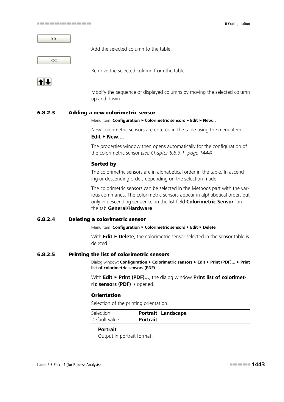 3 adding a new colorimetric sensor, 4 deleting a colorimetric sensor, 5 printing the list of colorimetric sensors | Metrohm tiamo 2.3 Patch 1 (process analysis) User Manual | Page 1459 / 1795