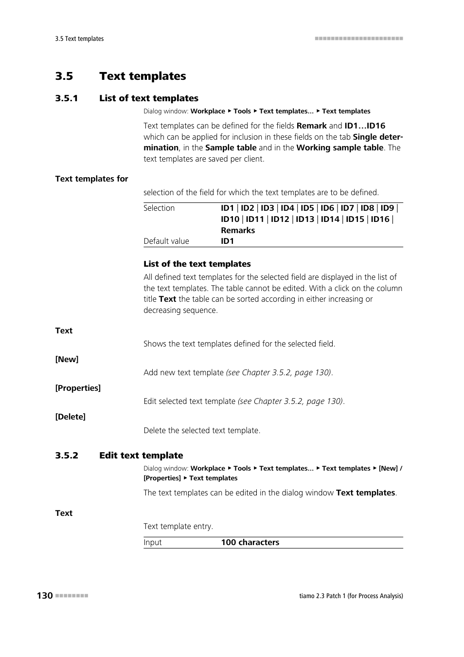 5 text templates, 1 list of text templates, 2 edit text template | Text templates, List of text templates, Edit text template, Define text templates | Metrohm tiamo 2.3 Patch 1 (process analysis) User Manual | Page 146 / 1795