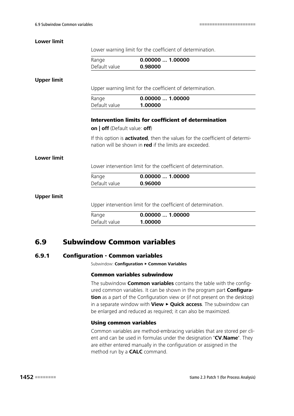 9 subwindow common variables, 1 configuration - common variables, Subwindow common variables 2 | Configuration - common variables 2, Common variables | Metrohm tiamo 2.3 Patch 1 (process analysis) User Manual | Page 1468 / 1795