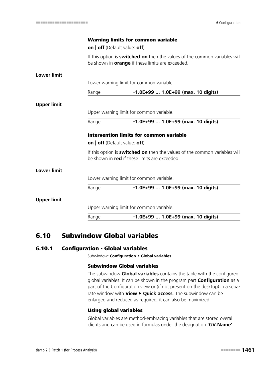 10 subwindow global variables, 1 configuration - global variables, 10 subwindow global variables 1 6.10.1 | Configuration - global variables 1 | Metrohm tiamo 2.3 Patch 1 (process analysis) User Manual | Page 1477 / 1795