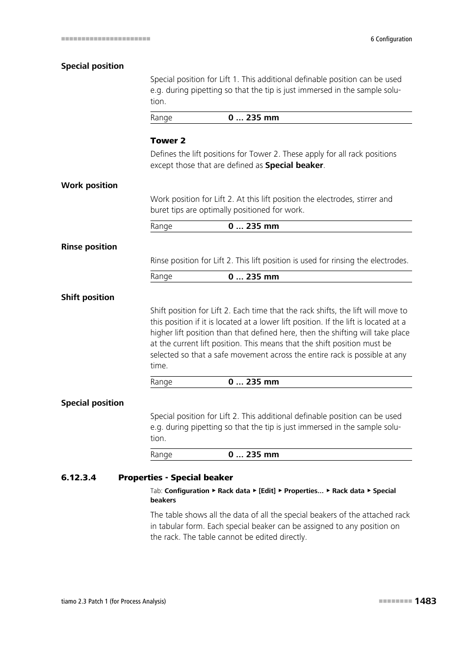 4 properties - special beaker, Special beakers | Metrohm tiamo 2.3 Patch 1 (process analysis) User Manual | Page 1499 / 1795