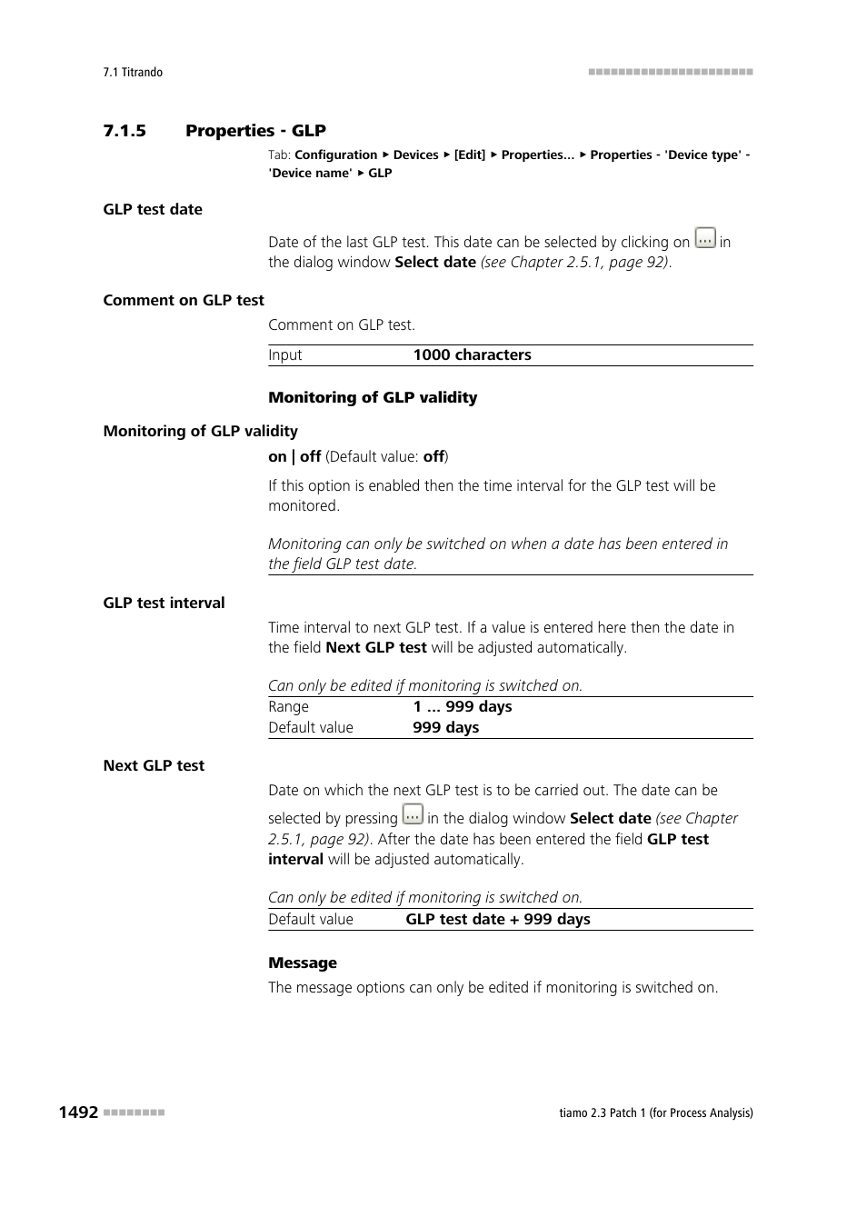 5 properties - glp, Properties - glp 2 | Metrohm tiamo 2.3 Patch 1 (process analysis) User Manual | Page 1508 / 1795