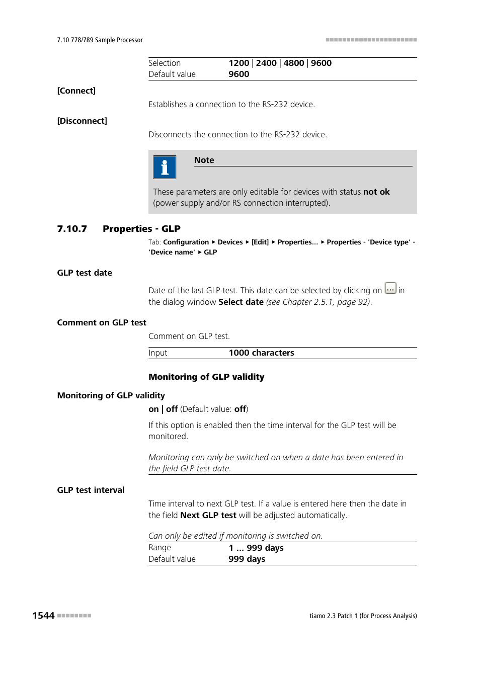 7 properties - glp, Properties - glp 4 | Metrohm tiamo 2.3 Patch 1 (process analysis) User Manual | Page 1560 / 1795