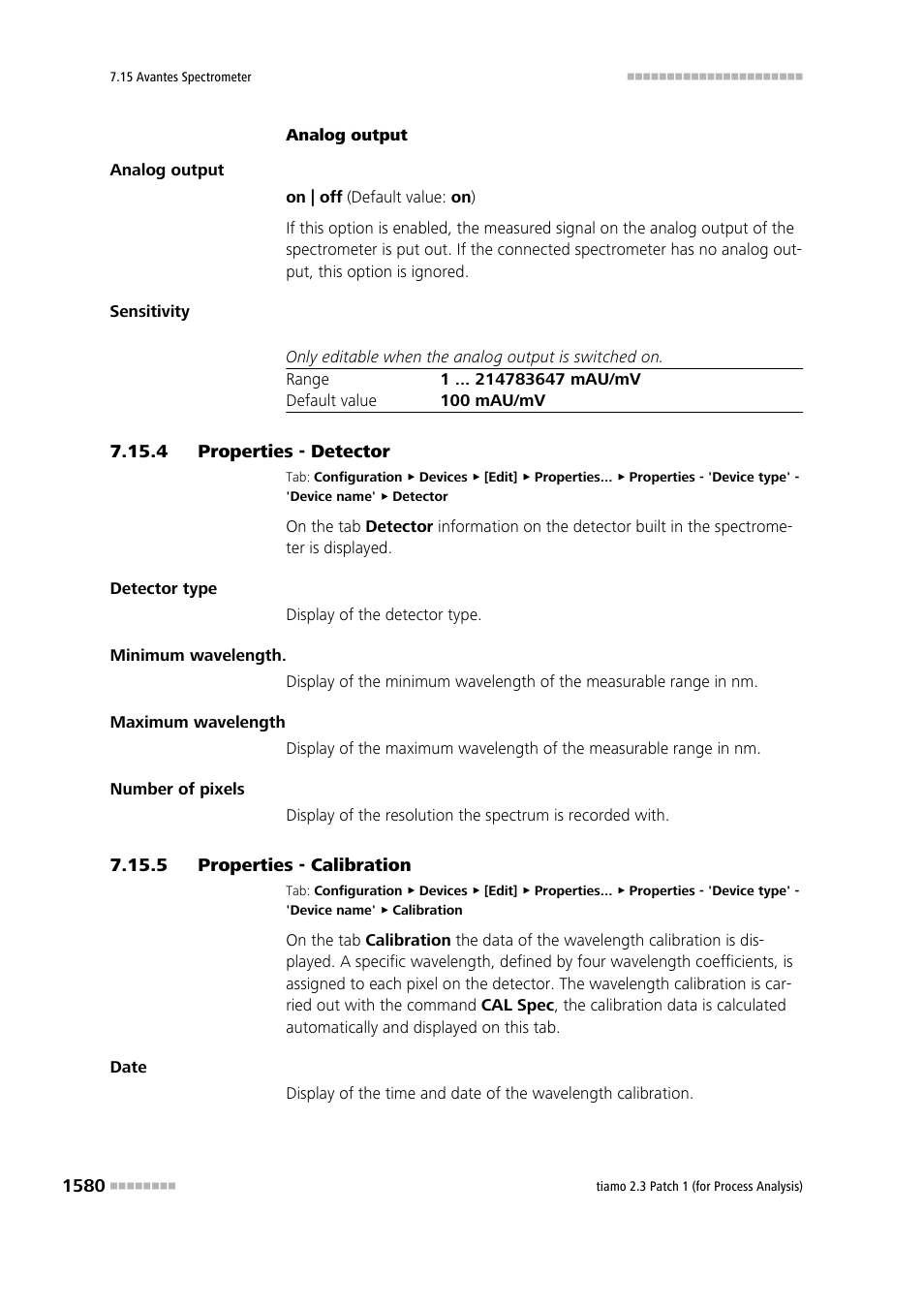 4 properties - detector, 5 properties - calibration, Properties - detector 0 | Properties - calibration 0, Detector, Calibration | Metrohm tiamo 2.3 Patch 1 (process analysis) User Manual | Page 1596 / 1795