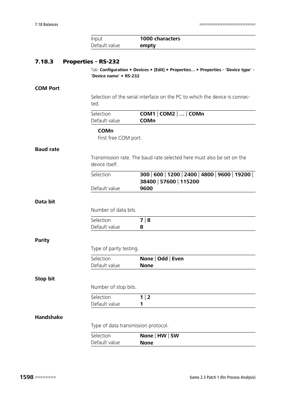3 properties - rs-232, Properties - rs-232 8 | Metrohm tiamo 2.3 Patch 1 (process analysis) User Manual | Page 1614 / 1795