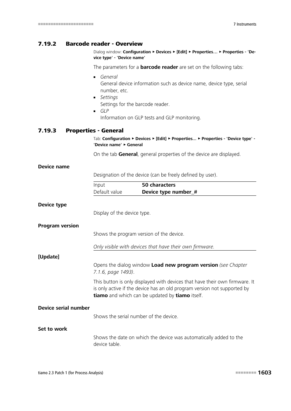 2 barcode reader - overview, 3 properties - general, Barcode reader - overview 3 | Properties - general 3 | Metrohm tiamo 2.3 Patch 1 (process analysis) User Manual | Page 1619 / 1795