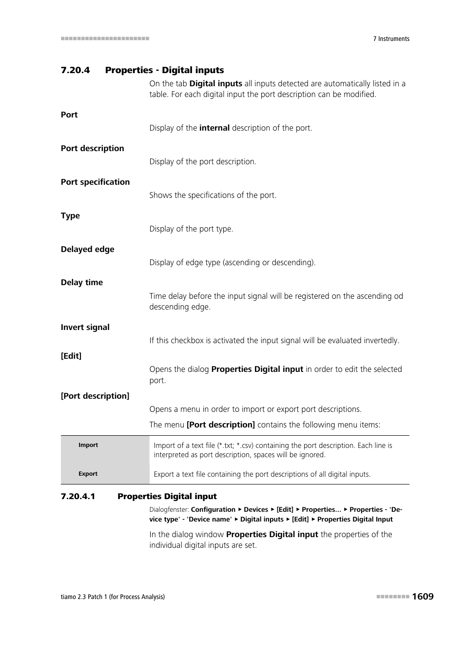 4 properties - digital inputs, 1 properties digital input, Properties - digital inputs 9 | Metrohm tiamo 2.3 Patch 1 (process analysis) User Manual | Page 1625 / 1795