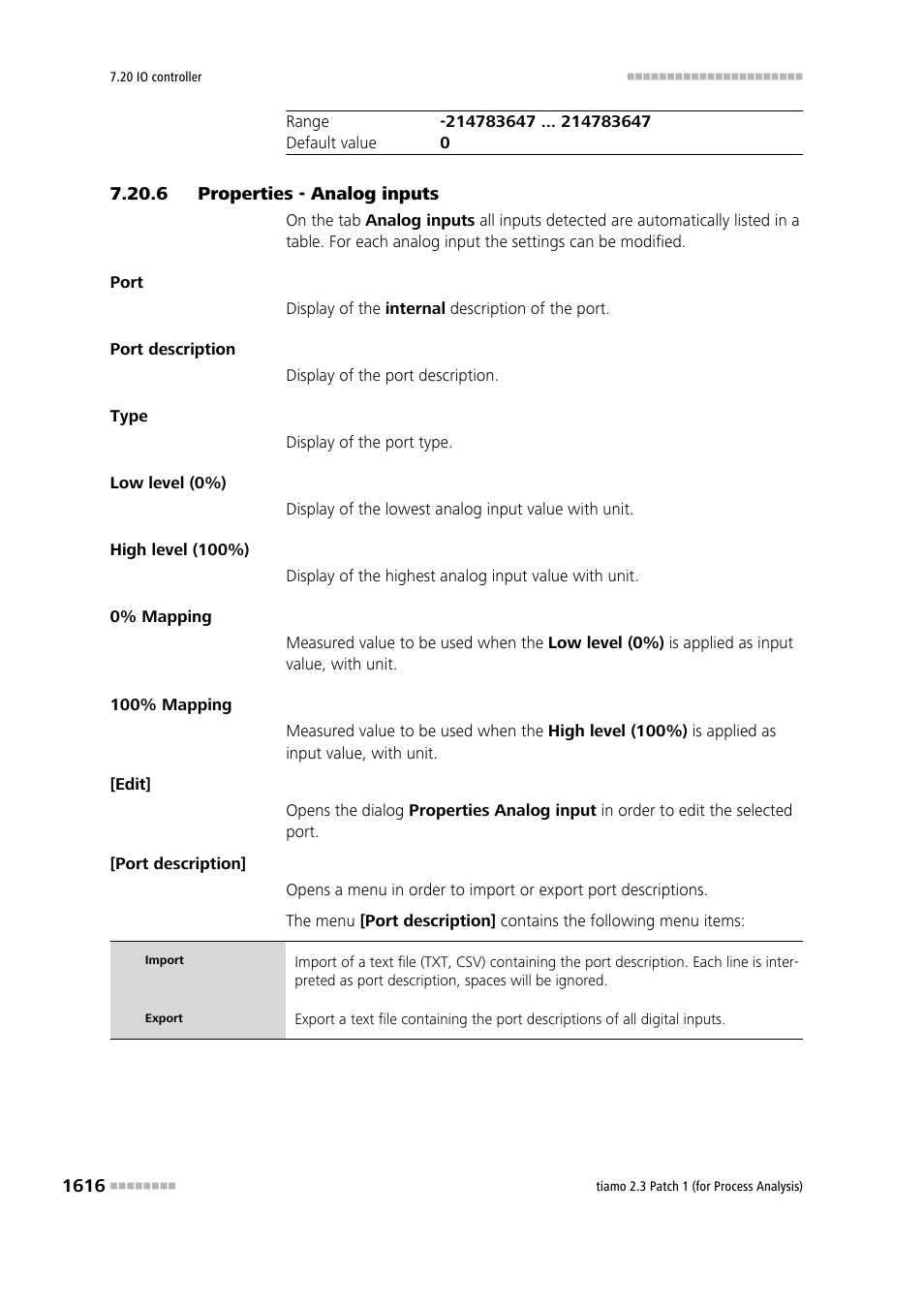 6 properties - analog inputs, Properties - analog inputs 6 | Metrohm tiamo 2.3 Patch 1 (process analysis) User Manual | Page 1632 / 1795
