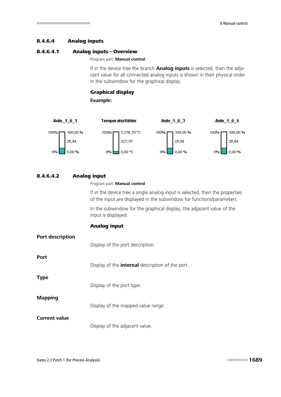 4 analog inputs, 1 analog inputs - overview, 2 analog input | Metrohm tiamo 2.3 Patch 1 (process analysis) User Manual | Page 1705 / 1795