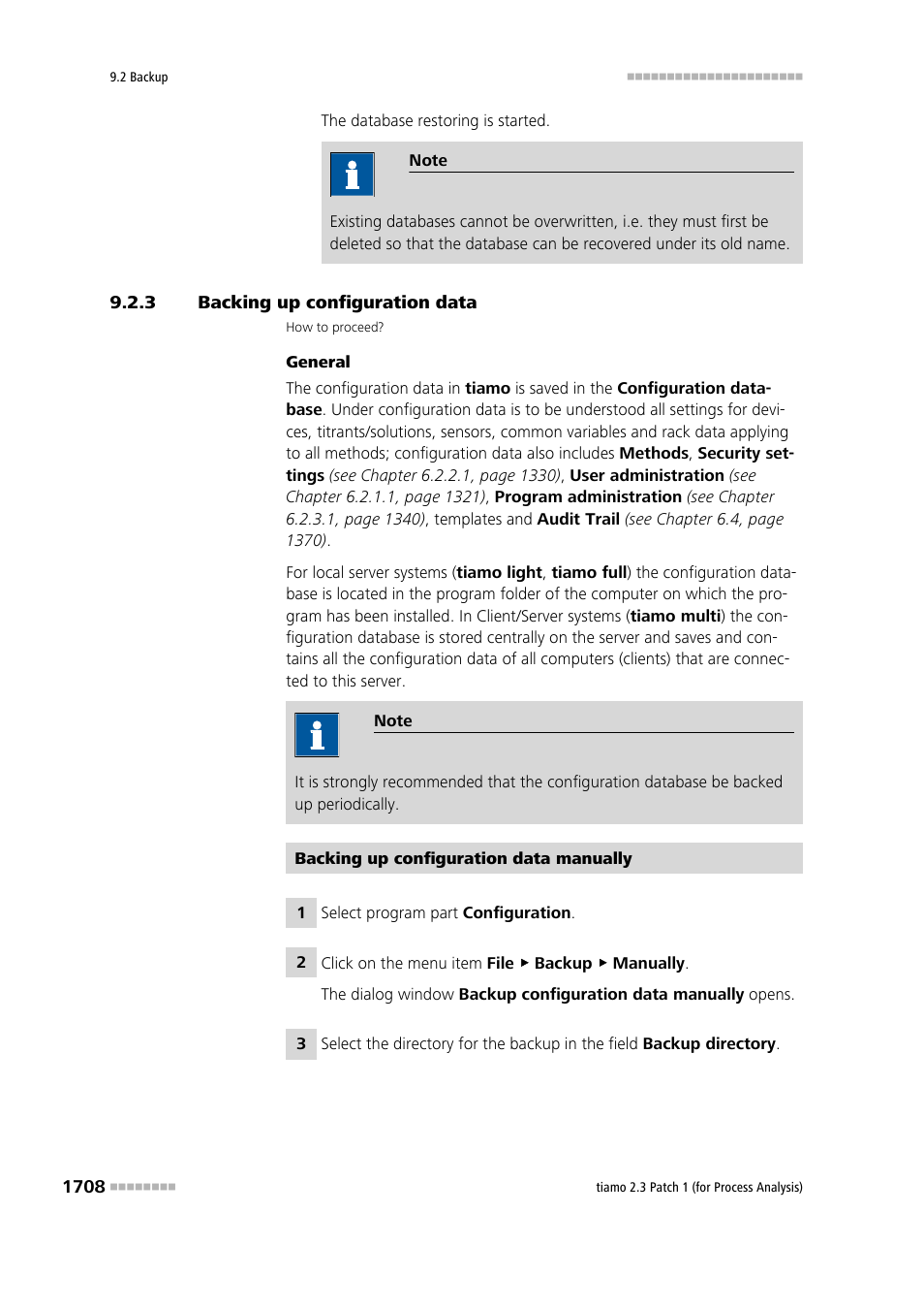 3 backing up configuration data, Backing up configuration data 8 | Metrohm tiamo 2.3 Patch 1 (process analysis) User Manual | Page 1724 / 1795