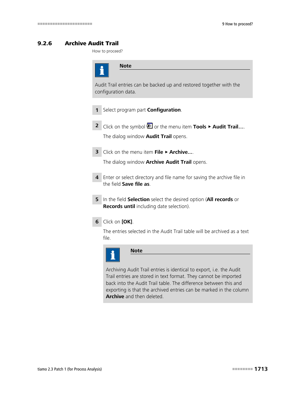 6 archive audit trail, Archive audit trail 3 | Metrohm tiamo 2.3 Patch 1 (process analysis) User Manual | Page 1729 / 1795