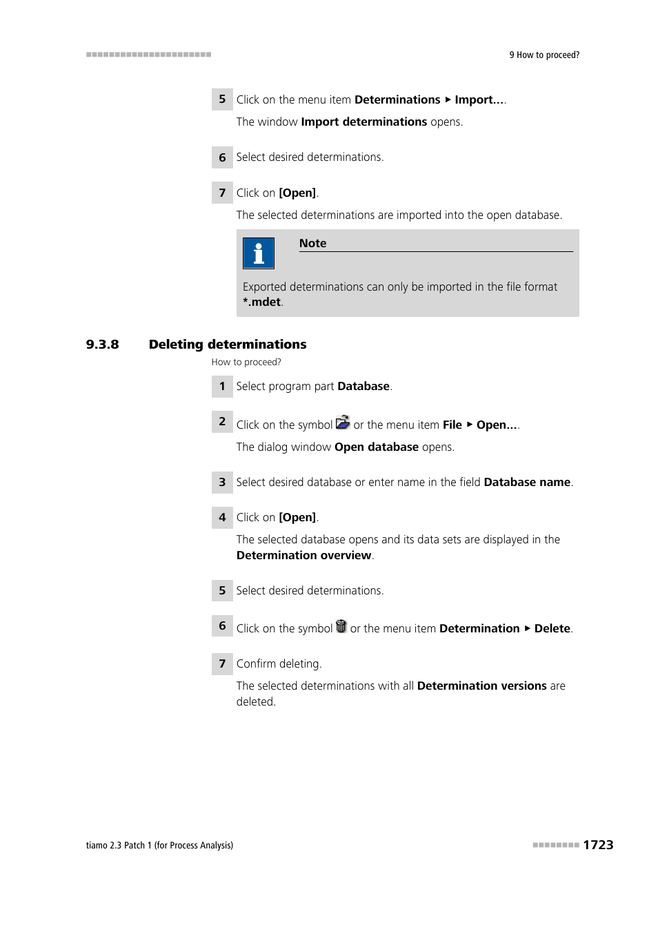 8 deleting determinations, Deleting determinations 3 | Metrohm tiamo 2.3 Patch 1 (process analysis) User Manual | Page 1739 / 1795