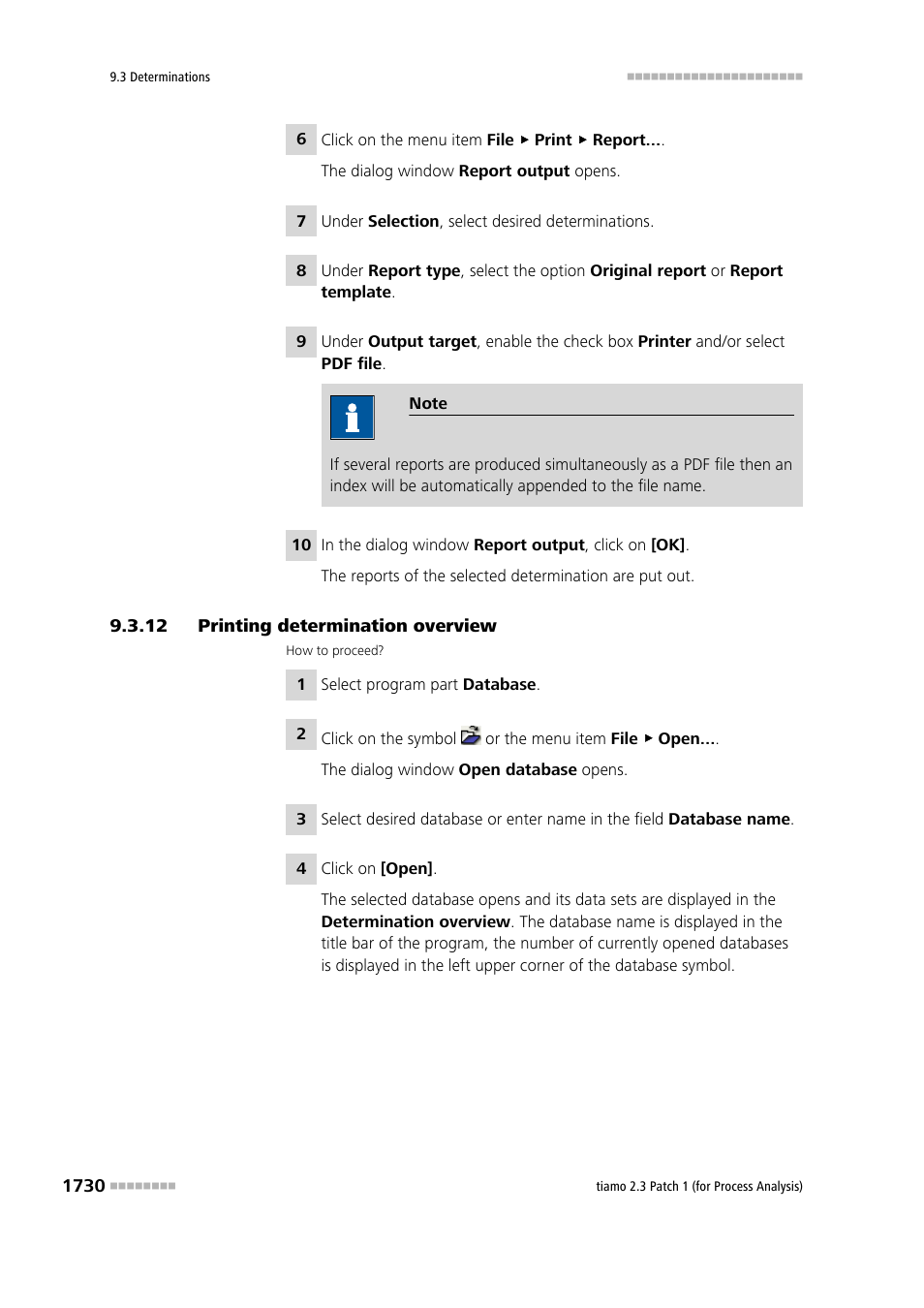 12 printing determination overview, Printing determination overview 0 | Metrohm tiamo 2.3 Patch 1 (process analysis) User Manual | Page 1746 / 1795