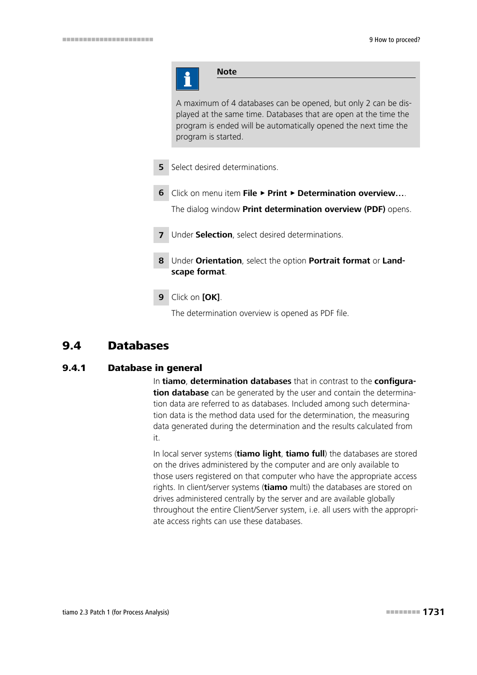 4 databases, 1 database in general, Databases 1 | Database in general 1 | Metrohm tiamo 2.3 Patch 1 (process analysis) User Manual | Page 1747 / 1795