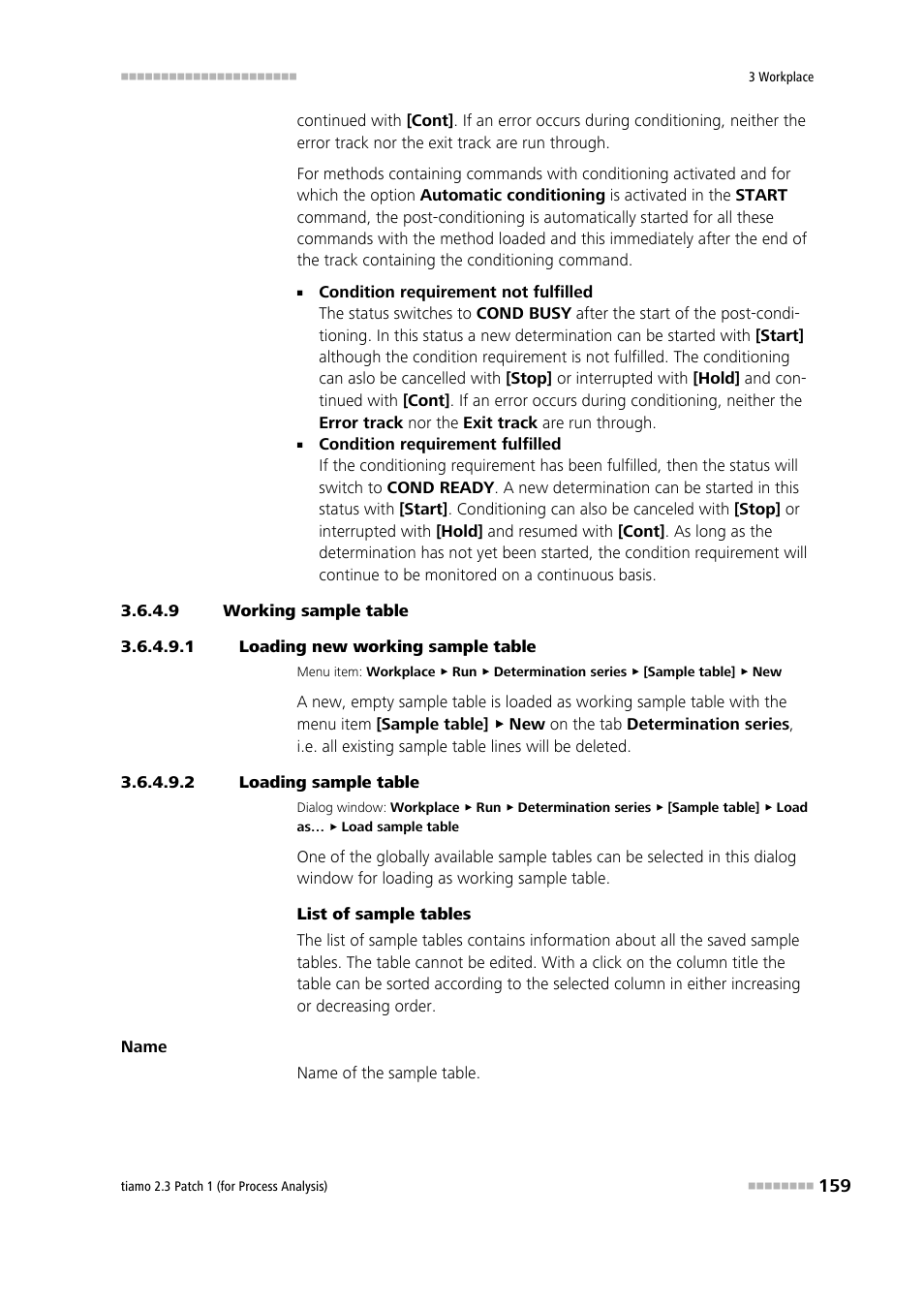 9 working sample table, 1 loading new working sample table, 2 loading sample table | Load sample table | Metrohm tiamo 2.3 Patch 1 (process analysis) User Manual | Page 175 / 1795