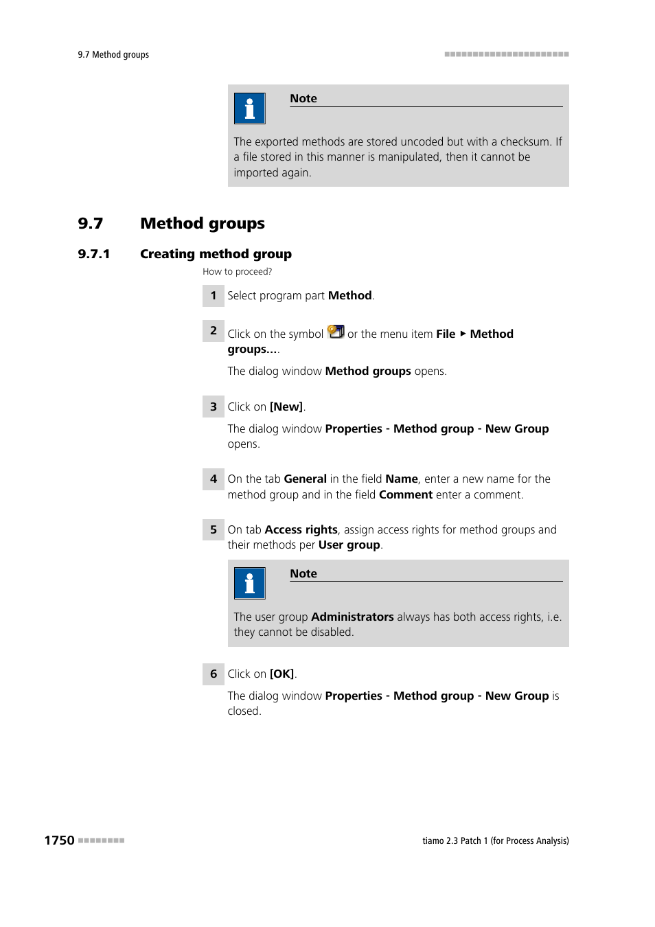7 method groups, 1 creating method group, Method groups 0 | Creating method group 0 | Metrohm tiamo 2.3 Patch 1 (process analysis) User Manual | Page 1766 / 1795