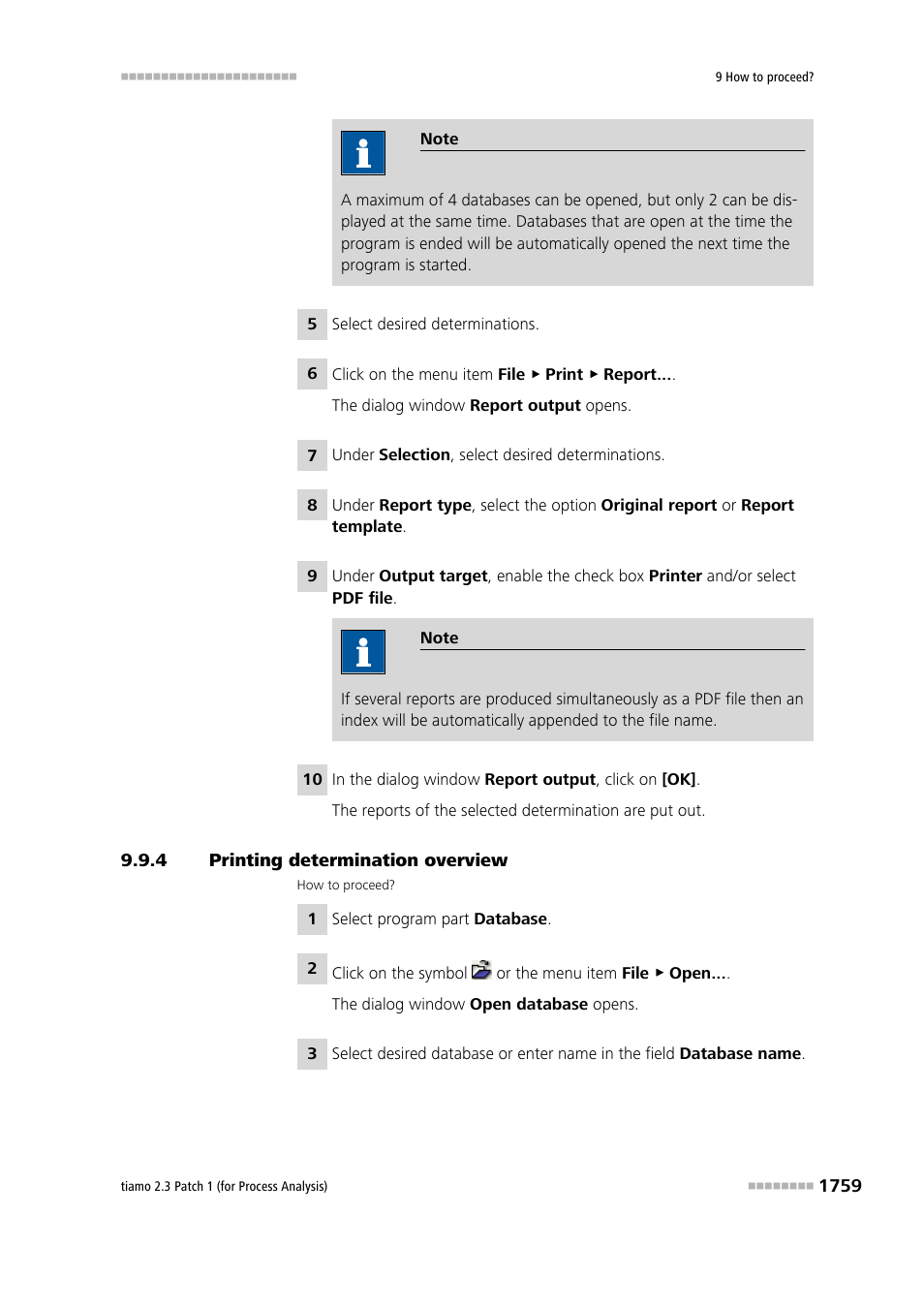 4 printing determination overview, Printing determination overview 9 | Metrohm tiamo 2.3 Patch 1 (process analysis) User Manual | Page 1775 / 1795