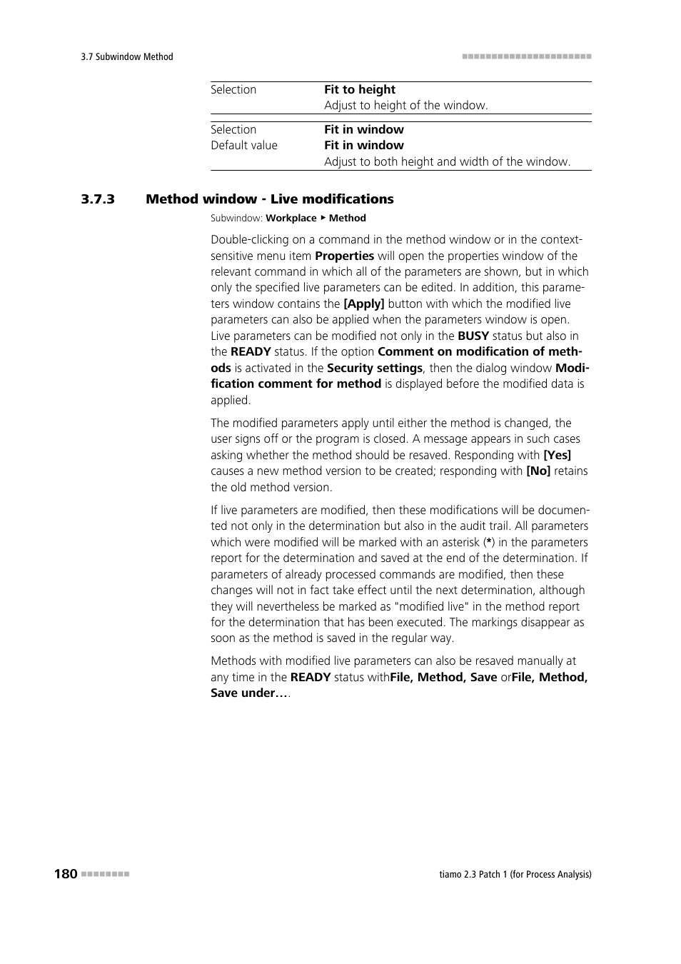 3 method window - live modifications, Method window - live modifications, Modify parameters live | Metrohm tiamo 2.3 Patch 1 (process analysis) User Manual | Page 196 / 1795
