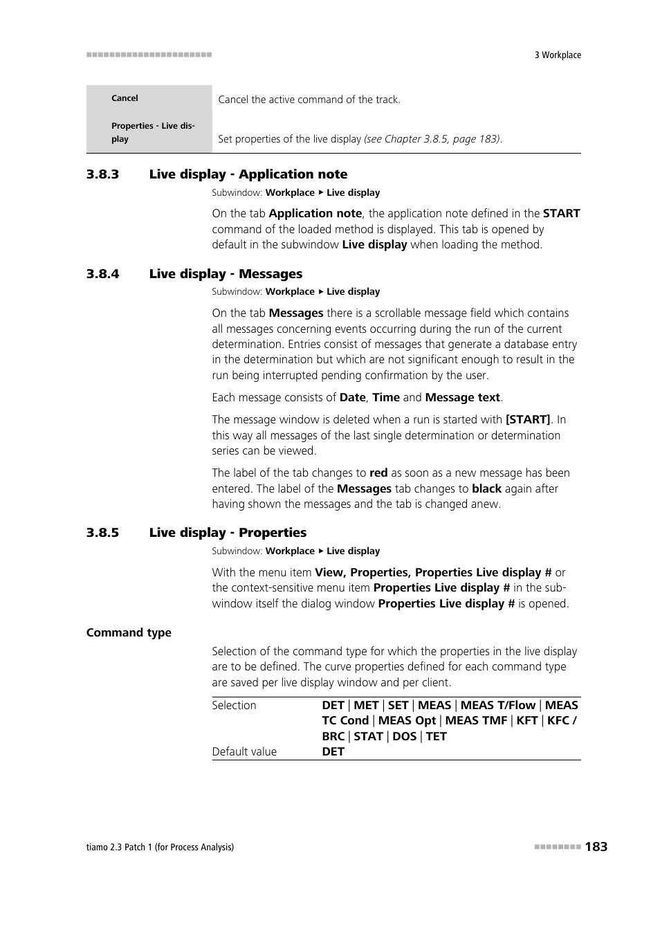 3 live display - application note, 4 live display - messages, 5 live display - properties | Live display - application note, Live display - messages, Live display - properties | Metrohm tiamo 2.3 Patch 1 (process analysis) User Manual | Page 199 / 1795