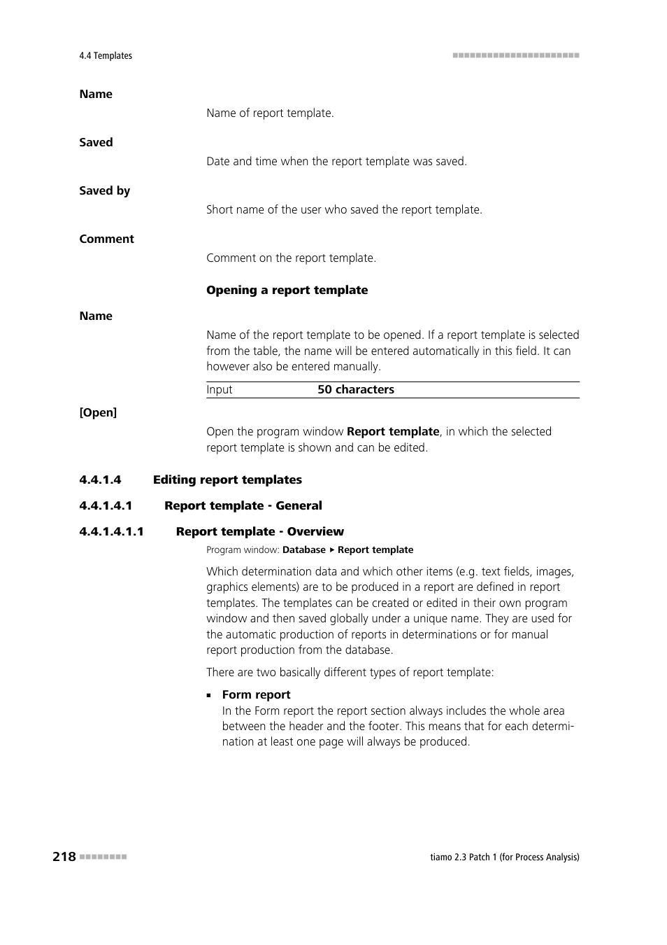 4 editing report templates, 1 report template - general, 1 report template - overview | Metrohm tiamo 2.3 Patch 1 (process analysis) User Manual | Page 234 / 1795