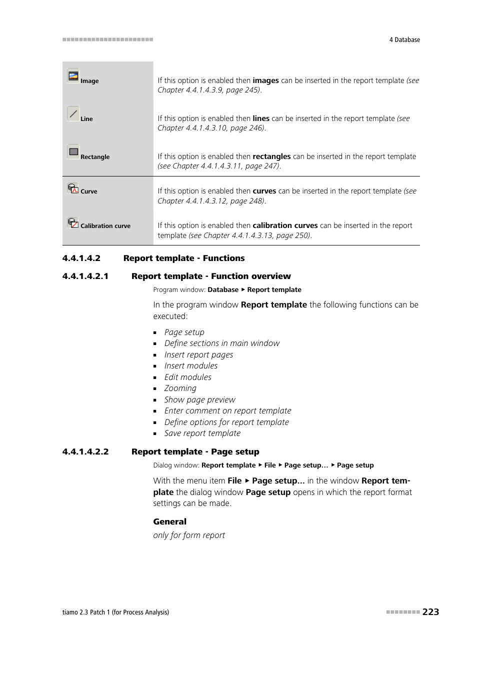 2 report template - functions, 1 report template - function overview | Metrohm tiamo 2.3 Patch 1 (process analysis) User Manual | Page 239 / 1795