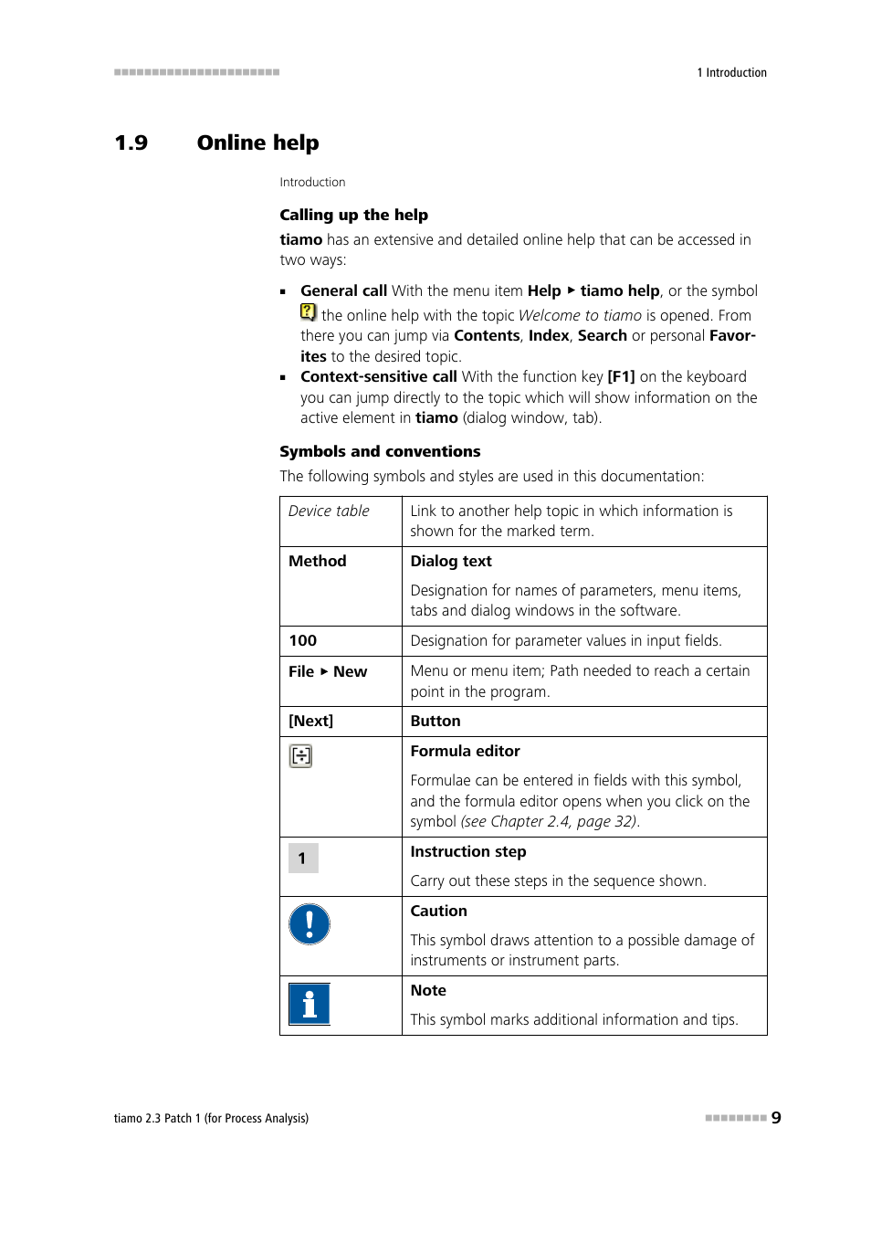 9 online help, Online help, Comprehensive online help | Metrohm tiamo 2.3 Patch 1 (process analysis) User Manual | Page 25 / 1795