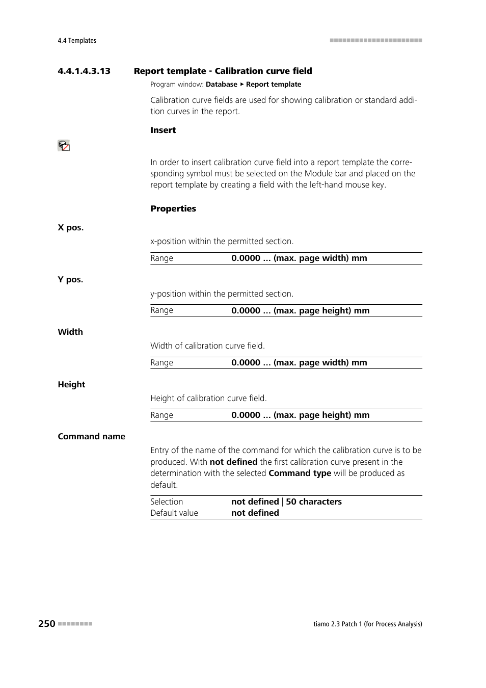 13 report template - calibration curve field, Calibration curve | Metrohm tiamo 2.3 Patch 1 (process analysis) User Manual | Page 266 / 1795