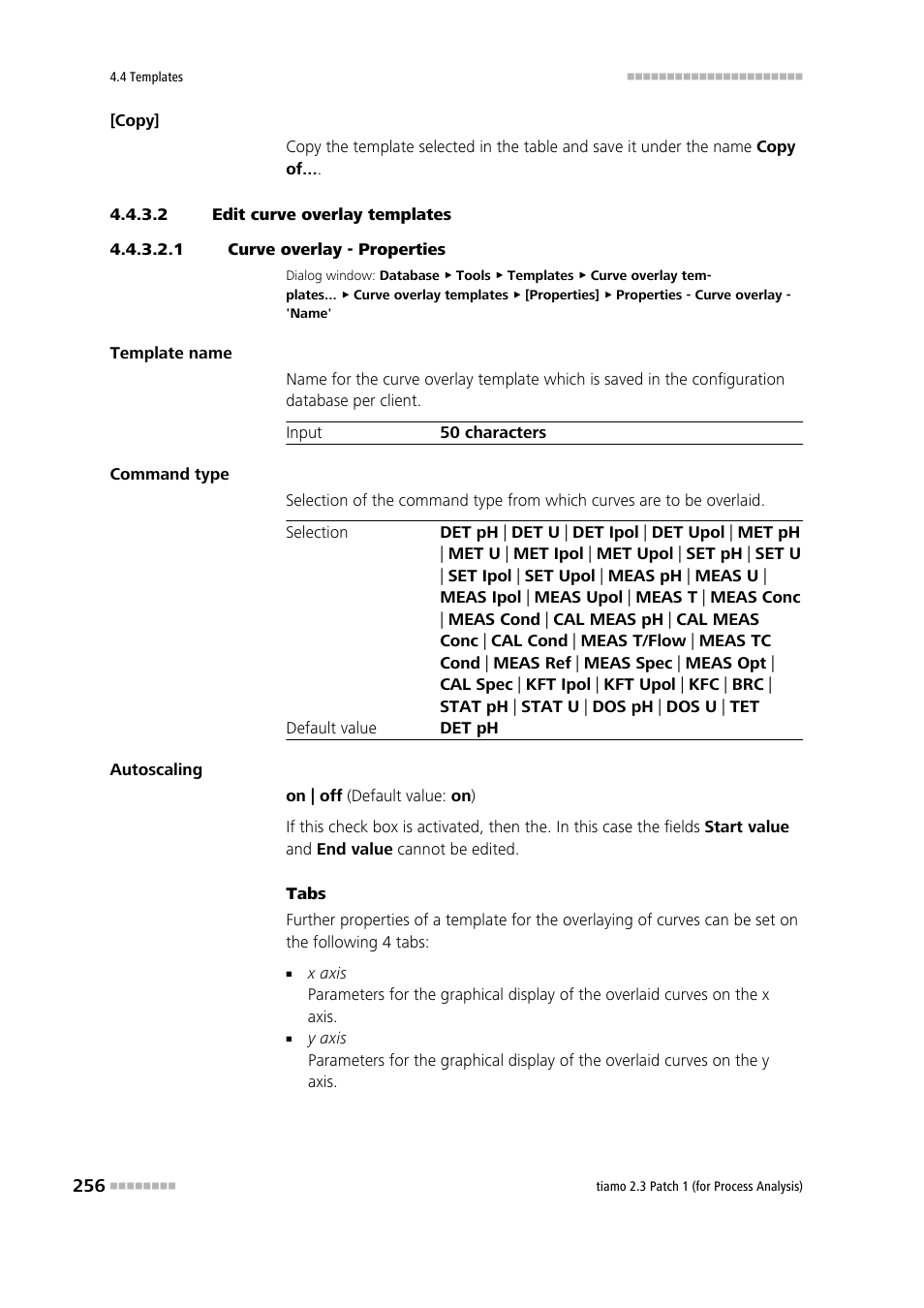 2 edit curve overlay templates, 1 curve overlay - properties | Metrohm tiamo 2.3 Patch 1 (process analysis) User Manual | Page 272 / 1795
