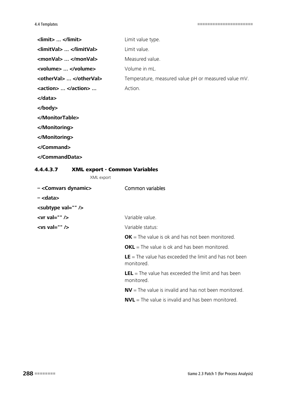 7 xml export - common variables | Metrohm tiamo 2.3 Patch 1 (process analysis) User Manual | Page 304 / 1795