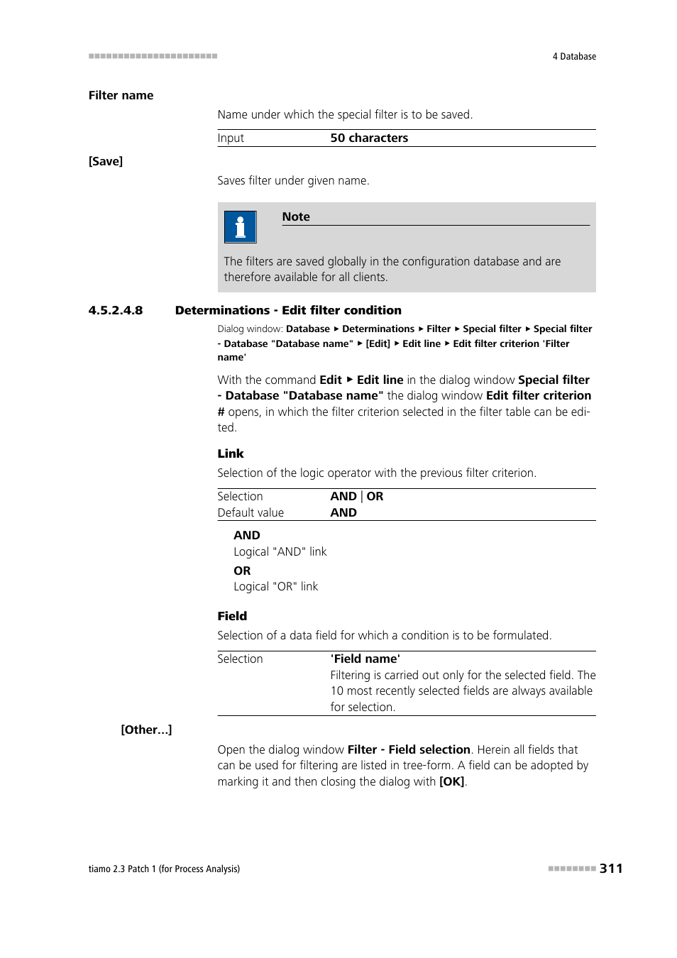 8 determinations - edit filter condition | Metrohm tiamo 2.3 Patch 1 (process analysis) User Manual | Page 327 / 1795