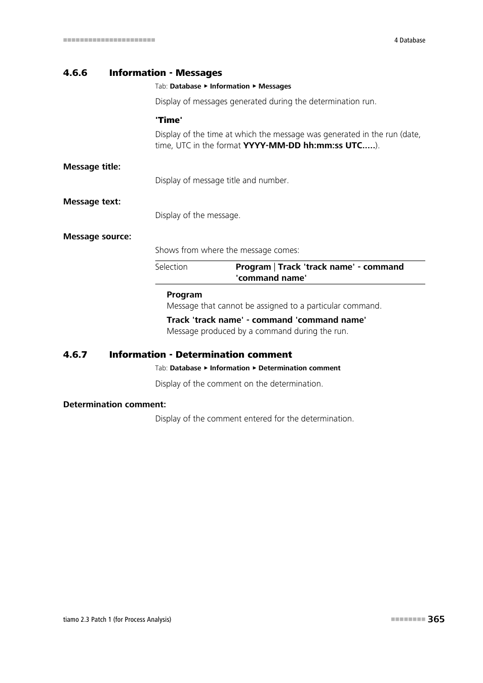 6 information - messages, 7 information - determination comment, Information - messages | Information - determination comment, Messages, Determination comment | Metrohm tiamo 2.3 Patch 1 (process analysis) User Manual | Page 381 / 1795