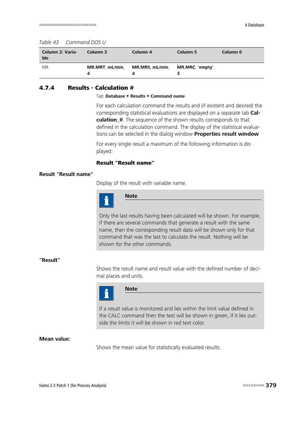 4 results - calculation, Results - calculation | Metrohm tiamo 2.3 Patch 1 (process analysis) User Manual | Page 395 / 1795