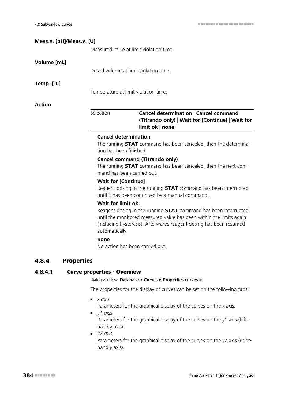 4 properties, 1 curve properties - overview, Properties | Metrohm tiamo 2.3 Patch 1 (process analysis) User Manual | Page 400 / 1795