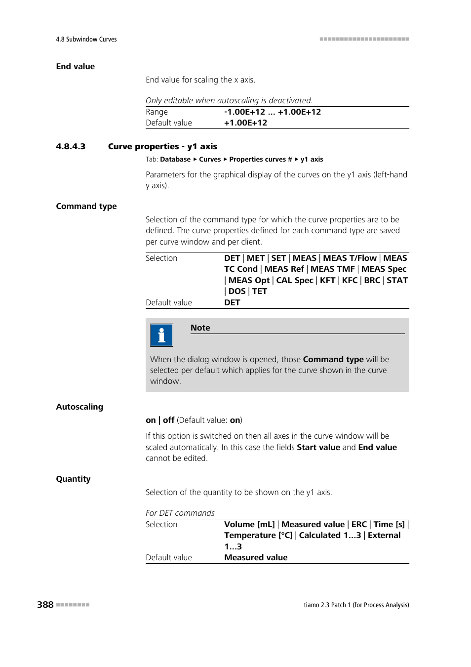 3 curve properties - y1 axis, Y1 axis | Metrohm tiamo 2.3 Patch 1 (process analysis) User Manual | Page 404 / 1795
