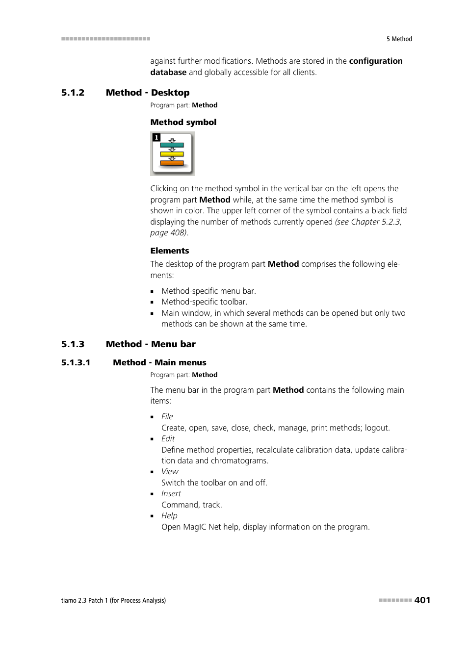2 method - desktop, 3 method - menu bar, 1 method - main menus | Method - desktop, Method - menu bar | Metrohm tiamo 2.3 Patch 1 (process analysis) User Manual | Page 417 / 1795
