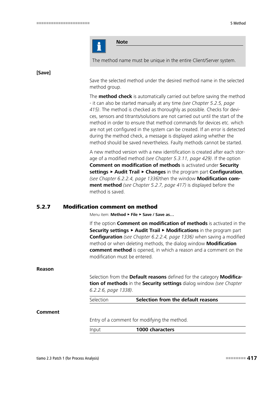 7 modification comment on method, Modification comment on method | Metrohm tiamo 2.3 Patch 1 (process analysis) User Manual | Page 433 / 1795